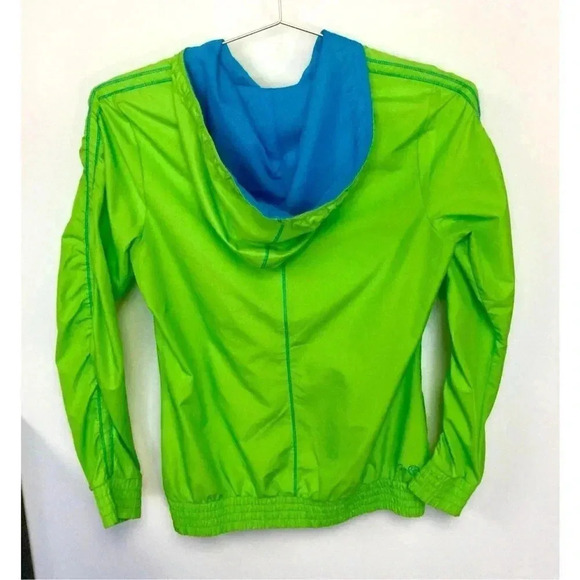 Puma Woman’s Neon Green Solid Long Sleeve Half Zip Hooded Windbreaker Jacket Siz - Picture 2 of 12